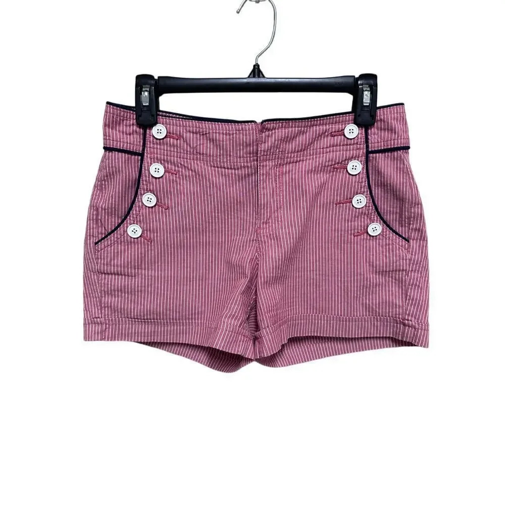 Tommy Hilfiger Women’s Casual Shorts US Size red and White Pinstripe Cotton